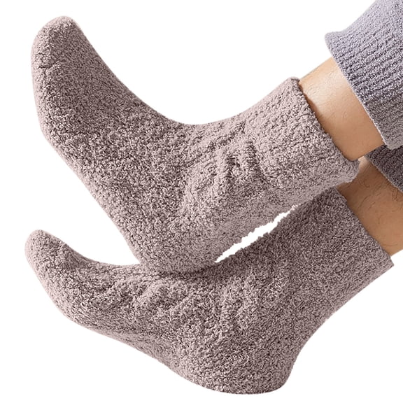 Wuxian Cozy Socks For Women Fuzzy Crew Sock Solid Solid Thick Lined Athletic Socks Winter Plush Thermal Cozy Sleeping Comfy Dailywear,D,One Size
