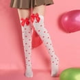thumbnail image 1 of Wuxian Cozy Socks For Women Heart Prints Cuet Bow Over The Knee Socks Girls Day Valentine'S Party Stocking Comfy Dailywear,D,One Size, 1 of 3