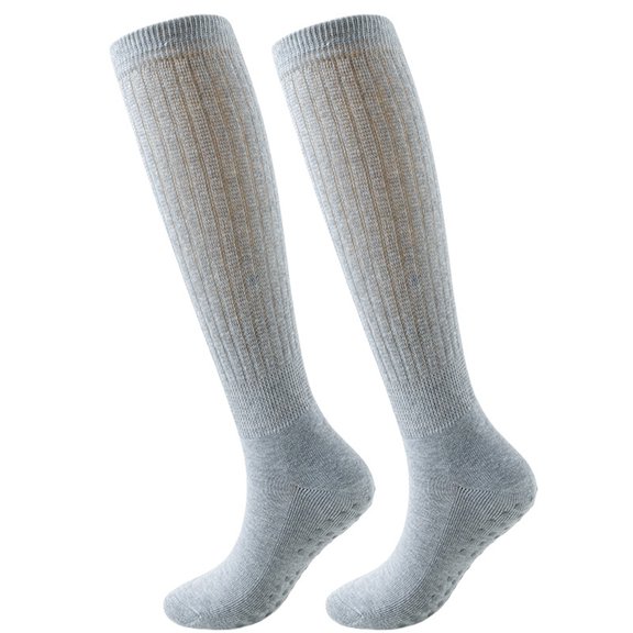 Wuxian Cozy Socks For Women Knee High Socks Solid Sports Compression Stocking Soft Hiking Running Athletic Fuzzy Socks,Light Gray,One Size