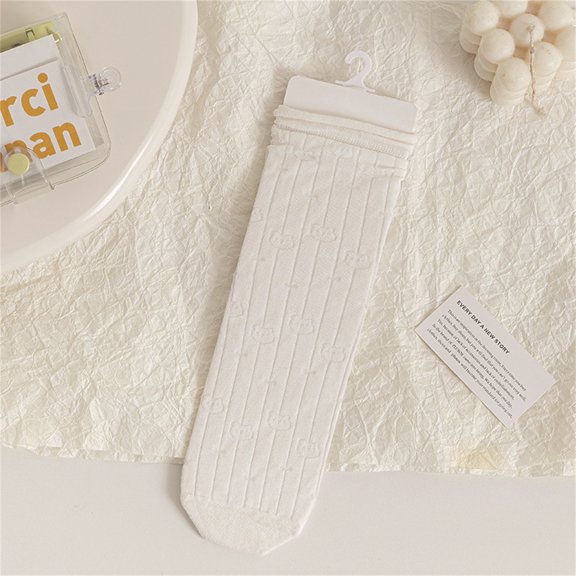 Wuxian Cozy Socks For Women Spring Summer Lace Mesh Crew Socks Rolled Hem Slouch Socks Thin Soft Comfy Comfy Dailywear,White,One Size