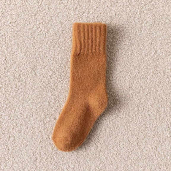 Wuxian Cozy Socks Girls Solid Fashionable Fuzzy Thick Warm Comfortable Stocking Soft Cozy Crew Socks Breathable Lightweight Footwear,Brown,XL