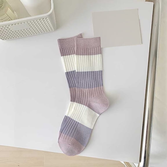 Wuxian Cozy Socks Solid Knee High Scrunch Socks Striped Loose Fit Relaxed Women Thigh High Boot Stocking Soft Crew Socks Casual Breathable Socks,Pink,One Size