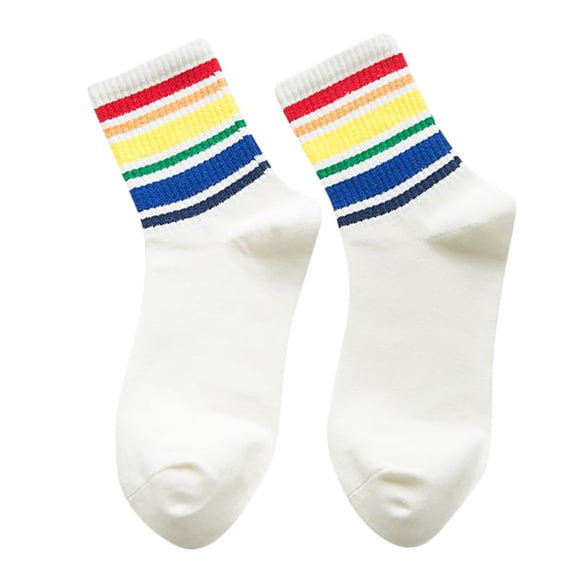 Wuxian Cozy Socks Winter Fashion Warm Striped Rainbow Print Crew Socks Soft Cozy Leisure Sweat Absorbing Stocking Fuzzy Socks,C,One Size