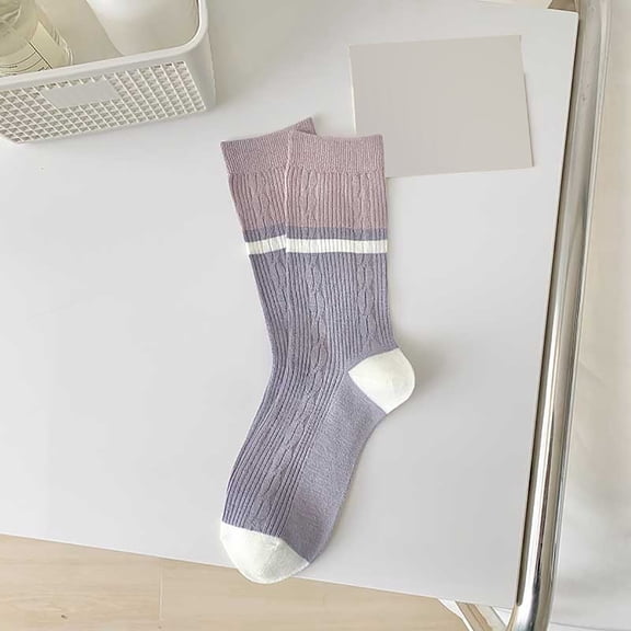 Wuxian Cozy Socks For Women Solid Knee High Scrunch Socks Striped Loose Fit Relaxed Women Thigh High Boot Stocking Soft Crew Socks Fuzzy Socks,Purple,One Size