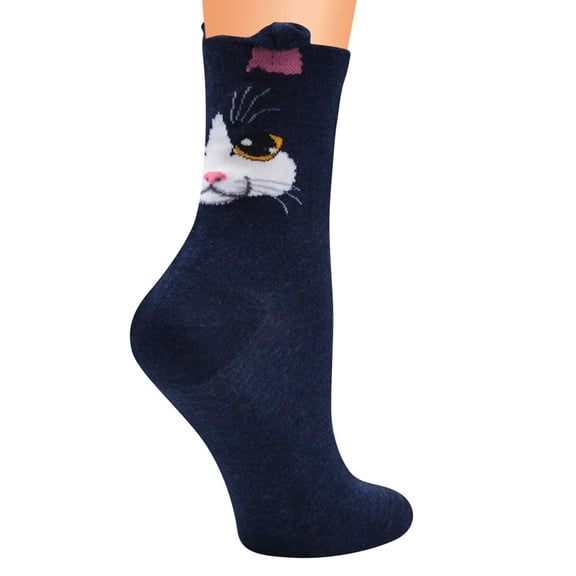 Wuxian Cozy Socks For Women Thick Fuzzy Winter Warm Crew Socks Animal Print Pattern Lady Cute Comfortable Soft Boot Socks Sleep Breathable Lightweight Footwear,Navy,One Size