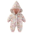 thumbnail image 1 of Wuxian Cute Boys Bodysuit Winter Fuzzy Thick Cozy Hooded Jumpsuit Long Sleeve Full Zip Up Overall Romper Relaxed Cozy Outwear Dailywear,Pink,6-12 Months, 1 of 7