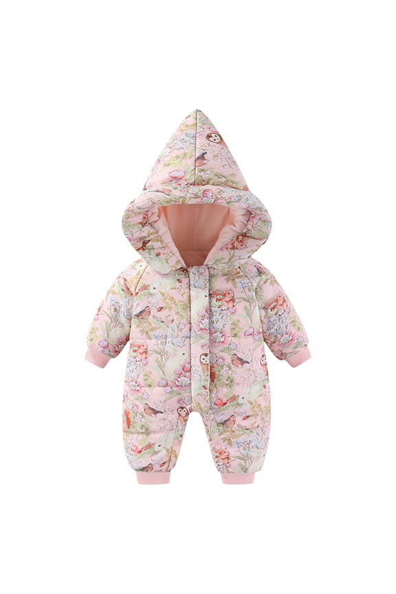 Cute Boys Bodysuit Winter Fuzzy Thick Cozy Hooded Jumpsuit Long Sleeve Full Zip Up Overall Romper Relaxed Cozy Outwear Dailywear,Pink,6-12 Months