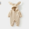 thumbnail image 1 of Wuxian Cute Boys Bodysuit Winter Fuzzy Thick Cozy Hooded Jumpsuit Long Sleeve Full Zip Up Overall Romper Relaxed Cozy Outwear Outfit,Beige,18-24 Months, 1 of 6