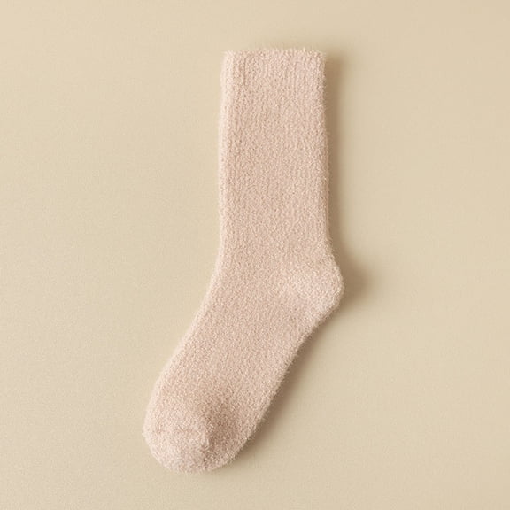 Wuxian Cute Socks Fashionable Thick Stockings Solid Colors Soft Comfortable Leisure Cotton Crew Socks Comfy Dailywear,Purple,One Size