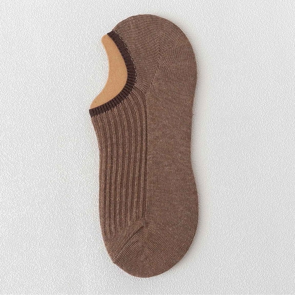 Wuxian Cute Socks Solid Color No Show Low Cut Boat Socks Non- Concealed Sports Casual Solid Color Casual Breathable Socks,Brown,One Size