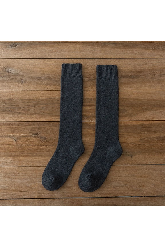 Cute Socks Thick Fuzzy Lined Winter Thermal Knee High Socks Solid Stocking Soft Cozy Casual Breathable Socks,C,One Size