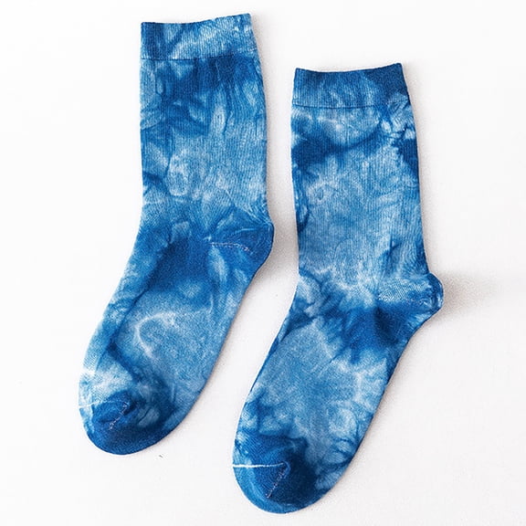 Wuxian Funny Socks Cute Tie Dye Letter Funny Pattern Print Crew Socks Athletic Comfy Soft Stocking Comfy Dailywear,Blue,One Size