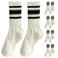 thumbnail image 1 of Wuxian Funny Socks Striped Geometry Printing Colorful Knitted Leisure Soft Boat Socks Solid Color Stylish Crew Sock Soft Fuzzy Socks,White,One Size, 1 of 3