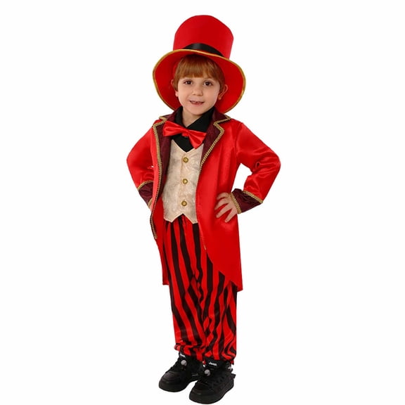 Wuxian Girls Boys Cute Fall Outfits Christmas Suits Solid Color Long Sleeve Striped Dress Up Sets Holiday Party Stage Performance Fashionable Clothing Set,Red,5-6 Years