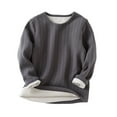 thumbnail image 1 of Wuxian Girls Boys Long Sleeve Ribbed Solid Thick Wool Fuzzy Fall Winter Warm Undershirt Thermal Soft Comfy Top,Dark Gray,4-5 Years, 1 of 3
