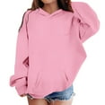 thumbnail image 1 of Wuxian Girls Boys Sweatshirts Fashion Hoodies Pullover Solid Long Sleeve Tops Active Athletic Lightweight Sweater With Front Pockets Winter Warm Top Clothes,Pink,10-11 Years, 1 of 5