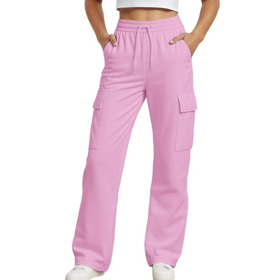 Wuxian Girls Cargo Sweatpants Wide Leg Solid Color Drawstring Elastic Waist Tracksuit Joggers Athletic Casual Soft Bottoms With Multiple Pockets For Toddler Running Sport Trousers Streetwear