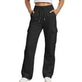 thumbnail image 1 of Wuxian Girls Cargo Sweatpants Wide Leg Solid Color Drawstring Elastic Waist Tracksuit Joggers Athletic Casual Soft Bottoms With Multiple Pockets For Toddler Running Sport Trousers Streetwear, 1 of 5
