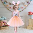 thumbnail image 1 of Wuxian Girls Easter Bunny Dress Cute Cartoon Pattern Spaghetti Strap Tiered Tutu Mesh Dresses Fashionable Party Gown For Kids Slim Fit Cozy Midi Sundress Prom Dresses,Green,7-8 Years, 1 of 9