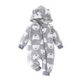 thumbnail image 1 of Wuxian Girls Fall Outfit Christmas Romper Lovely Animal Print Winter Fuzzy Thick Thermal Bodysuit Long Sleeve Zip Up Hoodies Jumpsuit Soft Comfortable Casual Dailywear,Grey,9-12 Months, 1 of 7