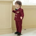 thumbnail image 1 of Wuxian Girls Fall Outfit Formal Elegant 5 Piece Suit Button Down Jacket Vest Dress Pants Bow Tie Corsflower For Children Wedding Party Sweatsuit Clothing Sets,Brick Red,3-4 Years, 1 of 8