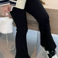 thumbnail image 1 of Wuxian Girls Flared Jeans Pants Trendy Skinny Solid Color High Waist Long Bell Bottom Stretch Denim Trousers Fashion Relaxed Fit Streetwear,Black,6-12 Months, 1 of 6