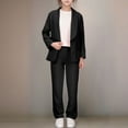 thumbnail image 1 of Wuxian Girls Formal Suit Blazer Set Long Sleeve Notched Jacket Solid Color Lapel Suit Open Front Blazers And Pant Fashionable Spring Performance Party Clothes Sets,Black,5-6 Years, 1 of 9