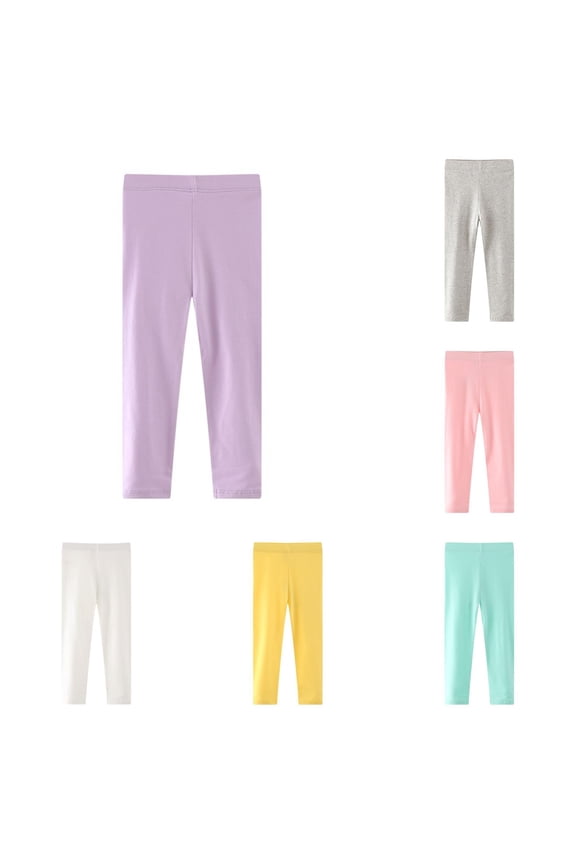 Girls Leggings Pants Solid Color Elastic Stretch Trendy Bottom Trousers Children'S Yoga And Ballet Tights Soft Confy Relaxed Fit Active Wear,Purple,1-2 Years
