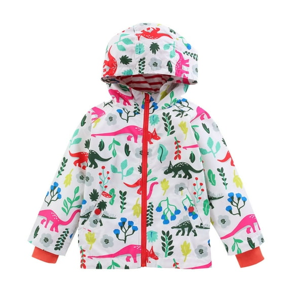 Wuxian Girls Rain Suit Raincoats Waterproof Rain Jacket Hooded Rain Poncho Toddler Boys Girls Rain Suit Reusable Rain Jacket,White,3-4 Years