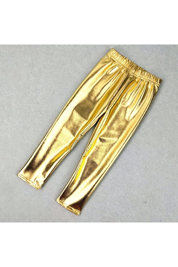 Girls Sequin Pants Sparkly Fashionable Stage Performance Party Birthday Wide Leg Trousers Solid Color Elastic Waist Dancewear With Pockets Shiny Jazz Hip Hop Streetwear,Gold,3-4 Years