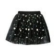 thumbnail image 1 of Wuxian Girls Short Tutu Skirt Tiered Sparkly Sequins Skirts Elastic Waist Mesh Princess Carnival Fashion Dancewear,Black,5-6 Years, 1 of 4