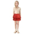 thumbnail image 1 of Wuxian Girls Short Tutu Skirt Tiered Sparkly Sequins Skirts Elastic Waist Mesh Princess Carnival Fashion Dancewear,Red,2-8Years, 1 of 4