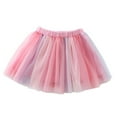 thumbnail image 1 of Wuxian Girls Stylish Tutu Skirt Carnival Elegant Flower Embroidery Elastic Waist Tiered Rainbow Mesh Layering A-Line Fashionable Ballet Skirts Boho Ruffle Skirts,Hot Pink,12-24 Months, 1 of 5