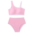 thumbnail image 1 of Wuxian Girls Swimsuit Two Pieces Bikini Set Ruffles One Shoulder Adjustable Strap Tops And High Waist Floral Print Bottoms S Youth Teens Summer Beach Swimwear Sets,11-12 Years, 1 of 7
