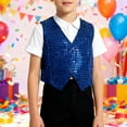 thumbnail image 1 of Wuxian Girls T Shirts Girls Stage Performance Jazz Dance Sequins Vest Sleeveless V-Neck Button Down Fashion Waistcoat Sparkling Shiny Streetwear Athletic Baggy Tops,BU2,10-11 Years, 1 of 4