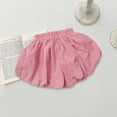 thumbnail image 1 of Wuxian Girls Toddlers Summer Flowy Shorts Elastic Waist Baggy Wide Leg Ruffles Solid Color Comfortable Outdoor Play Clothes Casual Trunks Fashionable Short Pants Pull On Shorts,Pink,18-24 Months, 1 of 3