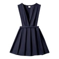 thumbnail image 1 of Wuxian Girls Uniform Jumper Dresses Casual Sleeveless V Neck A Line Pleated Dress For Toddler Kids Knee Length Comfortable Overall Outfit Outwear, 1 of 3