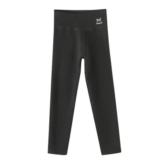 Wuxian Girls Wide Leg Sweatpants Thick Fuzzy Lined Leggings Winter Thermal Tights Stretchy Yoga Pants Slim Leg Gymnastics Trousers Footless Pantyhose For Sports Everyday Activities,Black,5-6 Years