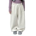 thumbnail image 1 of Wuxian Girls Wide Leg Sweatpants Winter Spring Soft Sweatpants Comfortable Warm Lined Trousers Wide Leg High Waist Fashionable Leisure Pants Casual Soft Dailywear,Beige,18-24 Months, 1 of 4