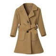 thumbnail image 1 of Wuxian Girls Wool Overcoat Solid Color Long Sleeve Dress Coat Button Peacoat Notch Lapel Outerwear With Belt Pockets Winter Thick Warm Jacket ,Coffee,3-4 Years, 1 of 7