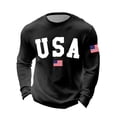 thumbnail image 1 of Wuxian Graphic Tshirts For Men Independence Day Long Sleeve T Shirt Summer Blouse Crew Neck USA Years Letter Striped Stars Print Celebrate America'S 250Th Anniversary Top Tees ,Black,XXXL, 1 of 3