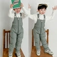 thumbnail image 1 of Wuxian Holiday Outfits Thick Padded Thermal Overalls Winter Windproof Outdoor Ski Suspender Trousers Elastic High Waist Snowboarding Jumpsuit Jogging Sets,Green,3-4 Years, 1 of 6