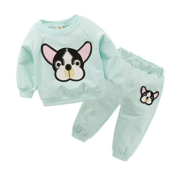 Wuxian Kids Boys Fall Winter Basic Clothes Sets Casual Crewneck Solid Color Long Sleeve Pullover Sweatshirt And Sweatpants 2 Piece Loose Fit Warm Outfits,F,0-3M