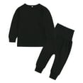 thumbnail image 1 of Wuxian Kids Boys Fall Winter Basic Clothes Sets Casual Crewneck Solid Color Long Sleeve Pullover Sweatshirt And Sweatpants 2 Piece Loose Fit Warm Outfits,Black,7-8T, 1 of 6