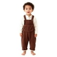thumbnail image 1 of Wuxian Kids Christmas Outfit Stylish Corduroy Overall Solid Coloe Front Pockets Romper Jumpsuit Casual Adjustable Straps Snap Closure Soft Suspender Trousers Jogging Sets,Coffee,0-6 Months, 1 of 5