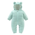 thumbnail image 1 of Wuxian Kids Coat Cute Baby Boys Girls Snowsuit Clothes Newborn Snow Outfit Winter Suit Infant Hooded Jumpsuit Sweatshirts,Mint Green,6-12 Months, 1 of 3