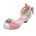 thumbnail image 1 of Wuxian Kids Dress Shoes Mary Jane Heels Flower Wedding Party Back To School Pump Shoes For Toddler Little Kid Sandals,Pink,3.5-4 Years, 1 of 6