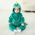 thumbnail image 1 of Wuxian Kids Fall Outfits Fuzzy Thick Warm Dinosaur Romper Soft Cozy Long Sleeve Zip Up Bodysuit One Piece Jumpsuit Homewear Girls Cute Clothing Set,Green,12-18 Months, 1 of 4