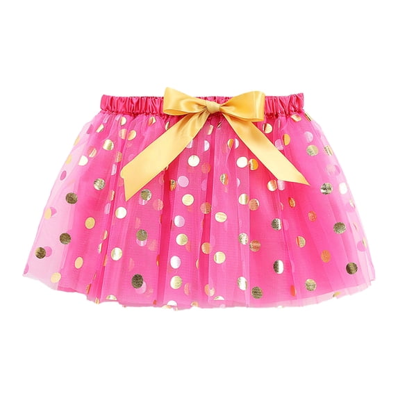 Wuxian Kids Girls Ballet Skirts Elastic Waist Party Rainbow Mesh Tutu Tulle Skirt Sparkly Sequins Tiered Stylish Dancewear,Pink,6-8 Years