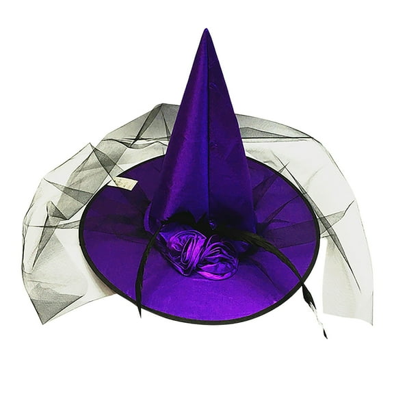 Wuxian Kids Halloween Sun Hats Lace Mesh Star Kids Witch Hat Girls Lace Witch's Hat For Kids Youth Teens Decorations Cap